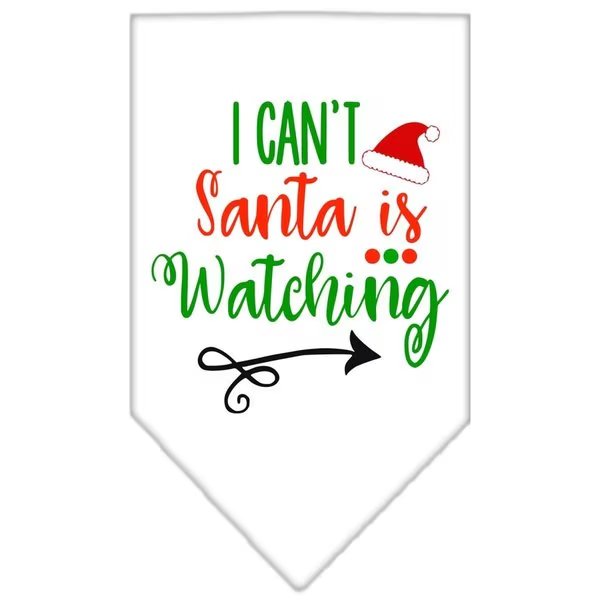 I CantSanta is Watching Screen Print BandanaWhite Large, Mirage Pet Products, Mfr#: 66-424 LGWT